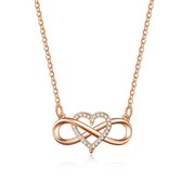 Infinity Hart Ketting Rose - 50 + 6 cm - Valentijnsdag - Moederdag Cadeau - Geschenkset Vrouwen - Cadeau voor Vrouw - Verjaardagscadeau - Cadeau - Geschenk voor haar - Kerst Cadeau - Juwelia