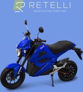 Retelli Drago - elektrische scooter - Sportbrommer - metallic blue - 32AH accu - incl kenteken, tenaamstelling en rijklaar maken