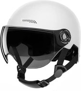 Narlonzo® - Casque de scooter - Casque de moto - Casque de scooter Snoor - Avec lunettes - Lunettes de soleil - Femme et homme - Unisexe - 20x26x18 - Wit