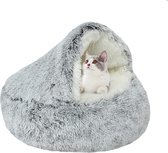 Donut Kattenbed Hondenbed Fluffy Ronde Wasbaar Zacht Warm Comfortabel Kussen voor Honden en Katten Pluche Kussen voor Binnen Slapen Grijs