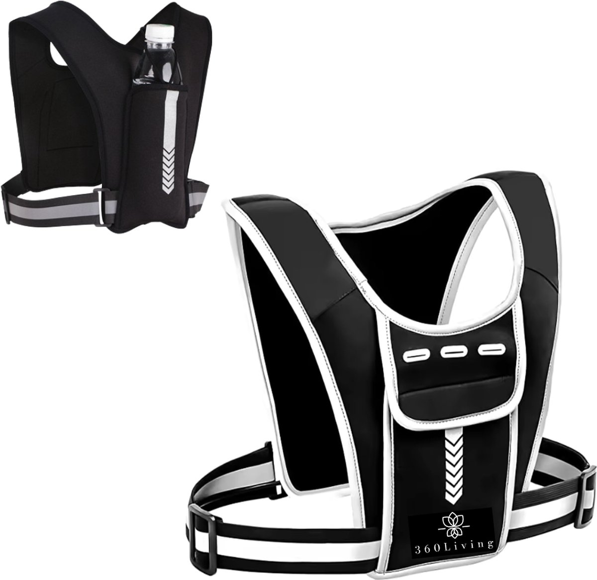 360 Living® - Reflecterend Hardloopvest - Verstelbaar - Hardloopvest met Telefoonhouder & Bidonhouder - Trail vest Hardlopen - Reflecterend Loopvest - Marathon vest - Hardloopverlichting