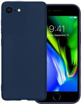 Hoes Geschikt voor iPhone SE 2020 Hoesje Cover Siliconen Back Case Hoes - Donkerblauw