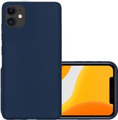 Hoes Geschikt voor iPhone 12 Hoesje Cover Siliconen Back Case Hoes - Donkerblauw