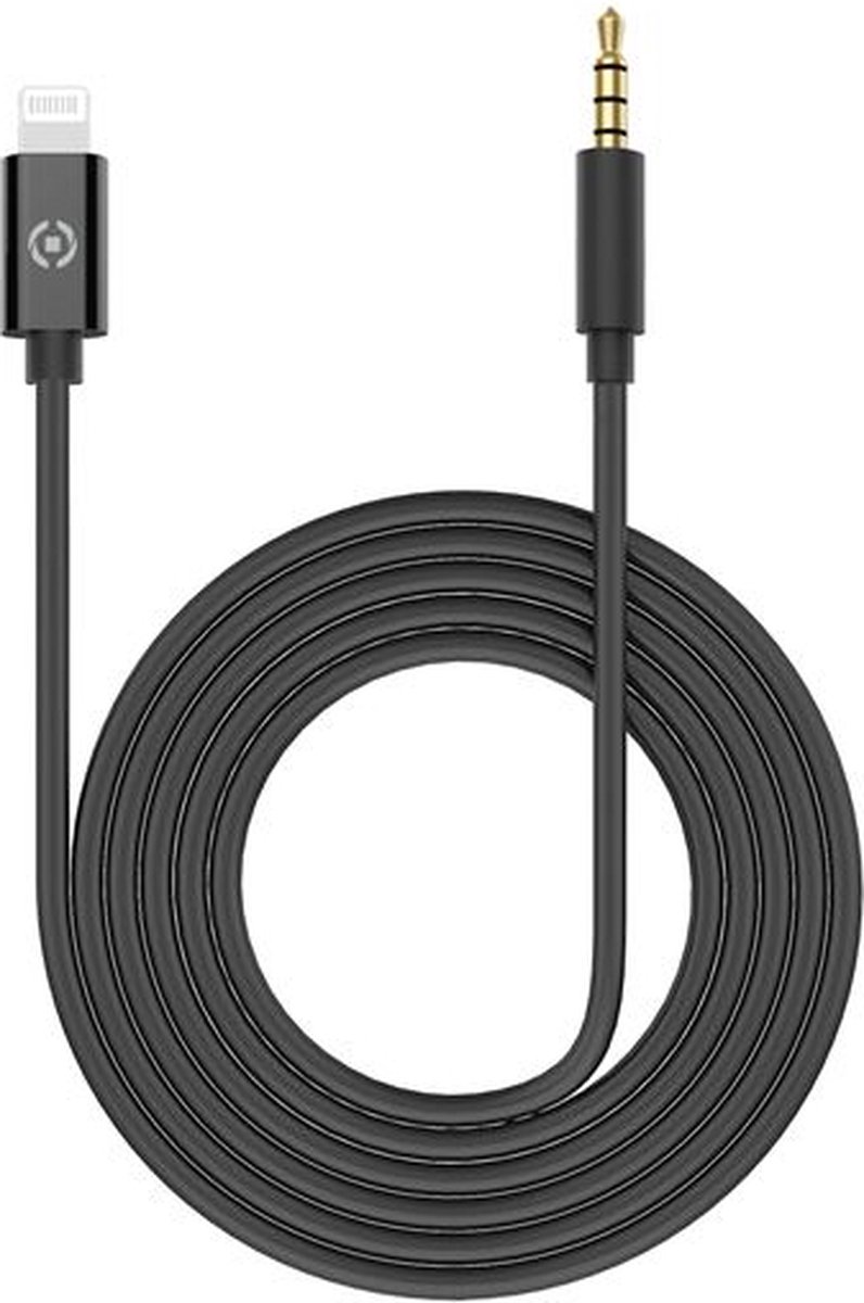 Celly USBLIGHT35MMBK mobiele telefoonkabel Zwart 1 m 3.5mm Lightning