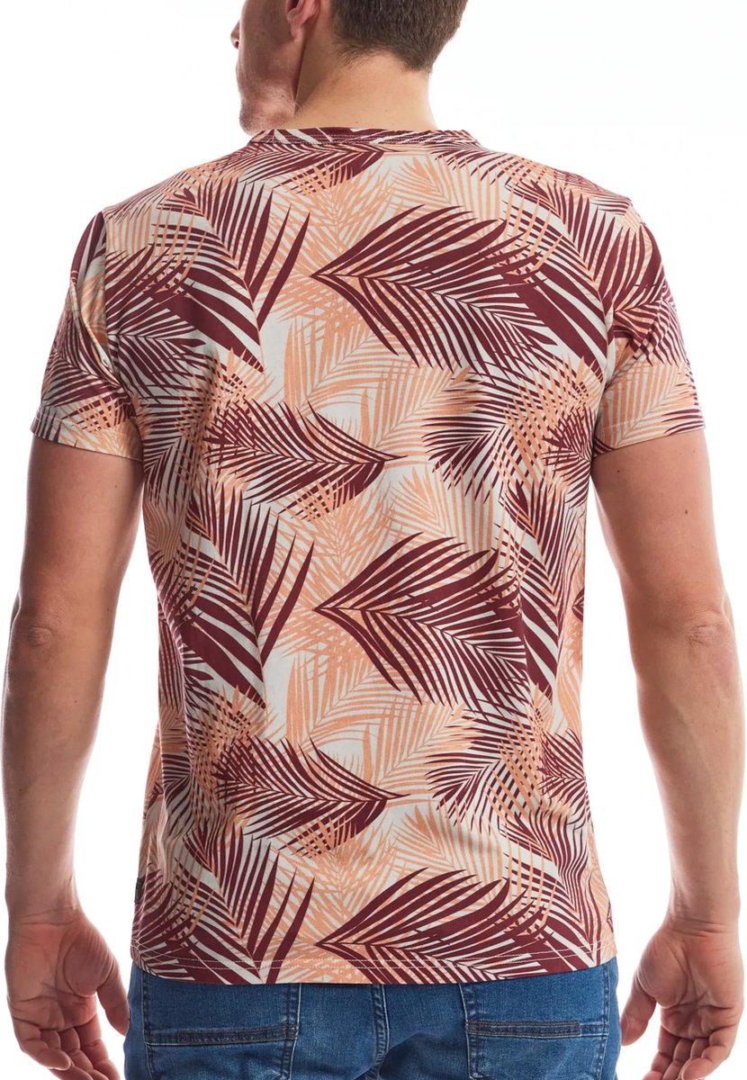 Twinlife - T-shirt - Heren - XL - Bordeau - Katoen - TW42501