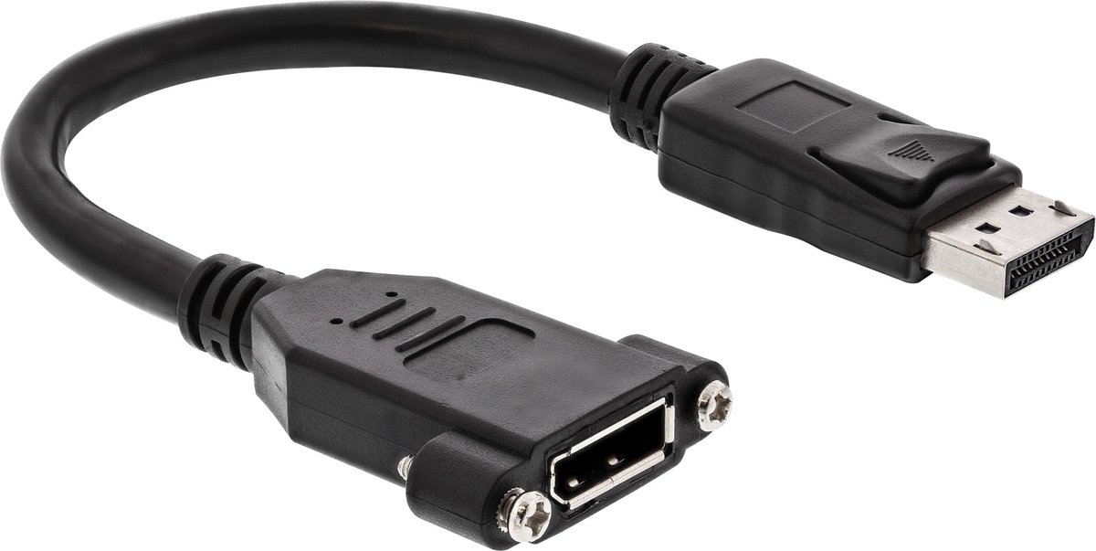 DisplayPort inbouwadapter (m-v) - versie 1.2 (4K 60Hz) / zwart - 0,20 meter