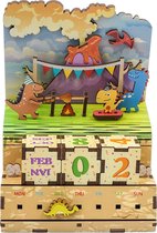 DIY Houten Puzzel Kalender, Jurassic Party, Tone-Cheer, TQ012, 10,5x8,9x15,5cm