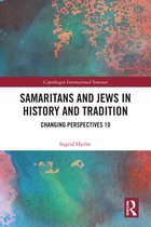 Boekcover: "Samaritans and Jews in History and Tradition" door Ingrid Hjelm, met abstracte aquarelverf in blauw, groen en oranje tinten.