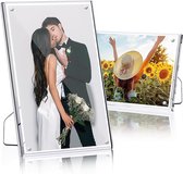 Acryl fotolijst, 13 x 18 cm, magnetische fotolijst, heldere frameloze bureaufotolijst voor verticaal of horizontaal staan, 2 stuks (13 x 18 cm)