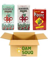 Damsouq® Yerba Mate Thee Mix Package Starter Package Pipori, Kharta Wit, Kharta Vert, Paille, Tasse (3x 250 GR)