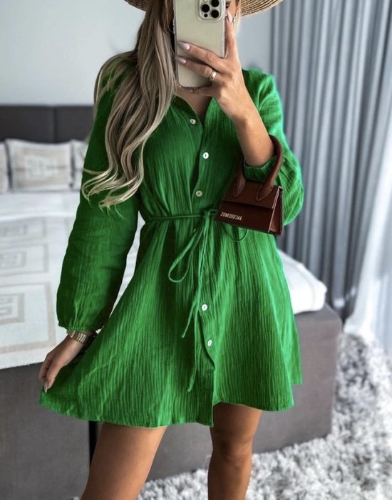 Estee Brown MIDI SHIRT Spring 2024 DRESS WVN-Green- Dames Jurk - Maat M