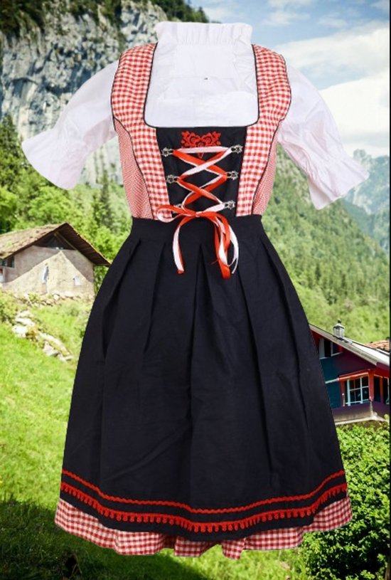 Foto: Benelux wears drindl boeren tirol hot bavarian oktoberfest maat xl rood wit