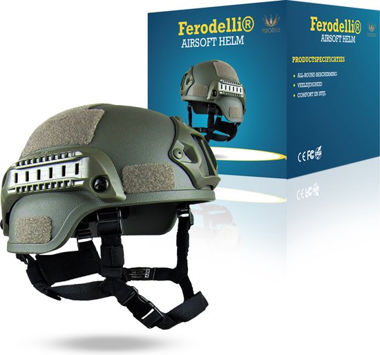 Ferodelli Airsoft Helm - Masker - Paintball - Tactical Helm - Accesoires - Leger - Helmet - Kleding - Groen