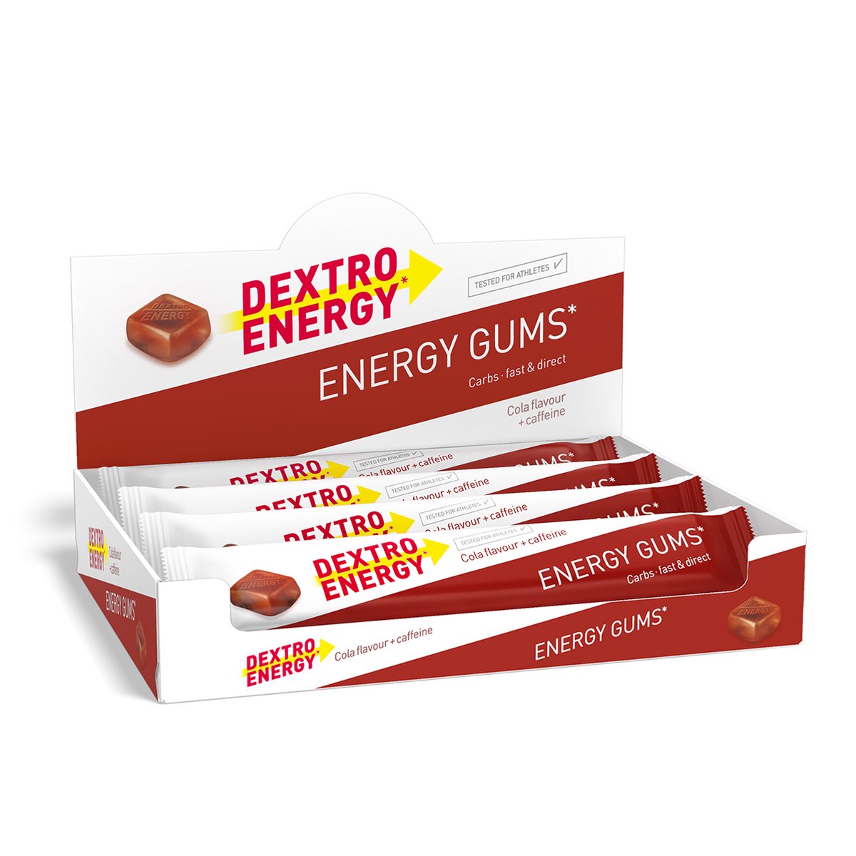 Goedkoopste Dextro Energy Energie Gums - Cola Caffeine Energie Bar - Vegan Energie Reep - 8 porties (8 x 45 gram