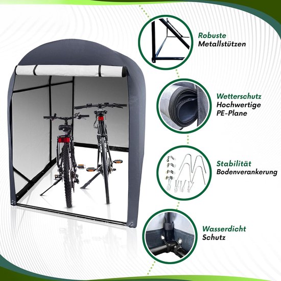 Fietstent - Schuurtent - Opbergtent - Voor fietsen en scooters - 123x178x165cm - Buiten - Fietsen - Must have voor thuis of op de camping! — afbeelding 2