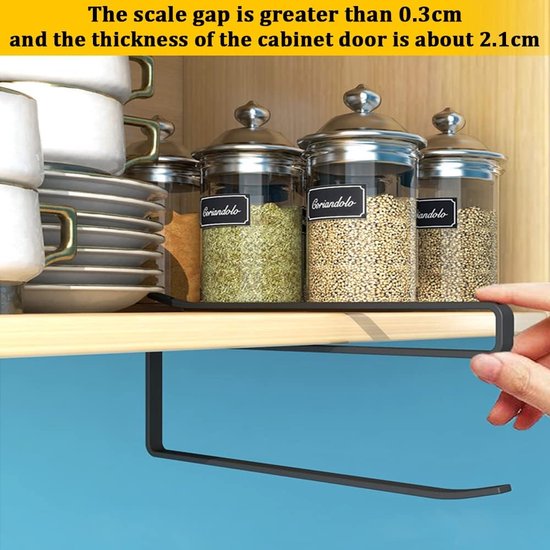 Porte-rouleau de cuisine sans perçage, porte-rouleau de cuisine, armoire, porte-rouleau de papier noir, essuie-tout, porte-rouleau pour cuisine, salle de bain, rangement et organisation, 2 pièces