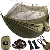 Ultralicht muggennet, campinghangmat (300 x 200 cm), 300 kg draagvermogen, ademend, sneldrogend parachutenylon, bevat 2 x premium karabijnhaken, 4 x nylon lussen