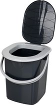 Home essential 100% gerecycled plastic PP, ecologisch, mobiel campingtoilet 22 liter met max. Draagvermogen tot 120 kg, Eco Antraciet, One Size