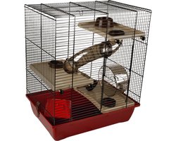 Flamingo hamsterkooi Enzo 3 - 41,5 x 28,5 x 48,5 cm rood