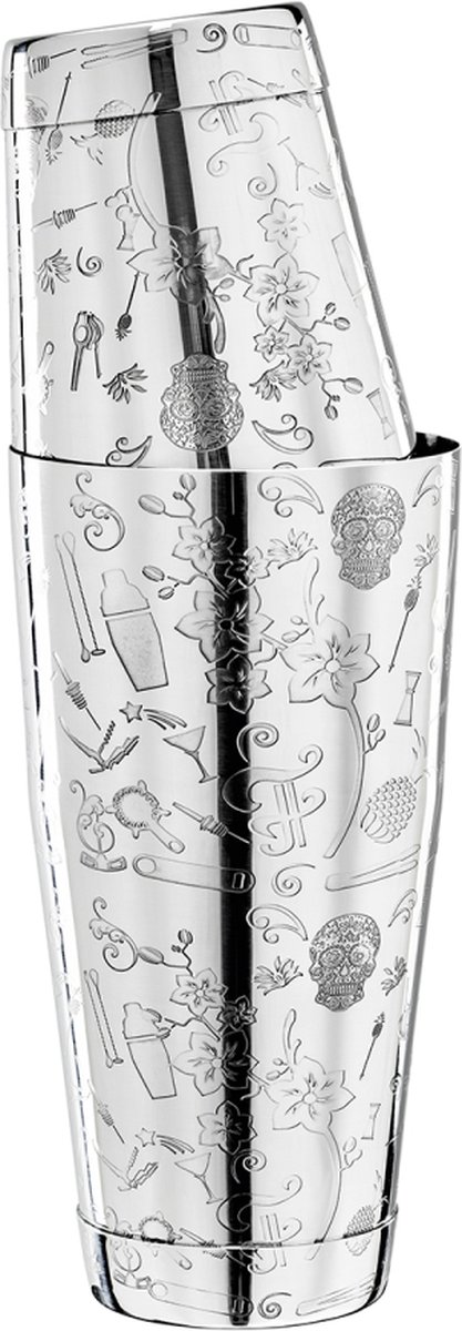 Cocktailshaker - Collabo TIN on TIN roestvrij staal - 28oz/18oz - met gravure - Limited Edition