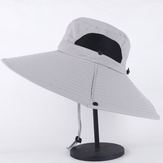 Brede rand zonnehoed voor mannen / vrouwen-zonnehoed-vissen hoed-UV-bescherming mannen Bucket Hats-vouwbare vissershoed-ademende Boonie hoed voor vissen, wandelen-grijs