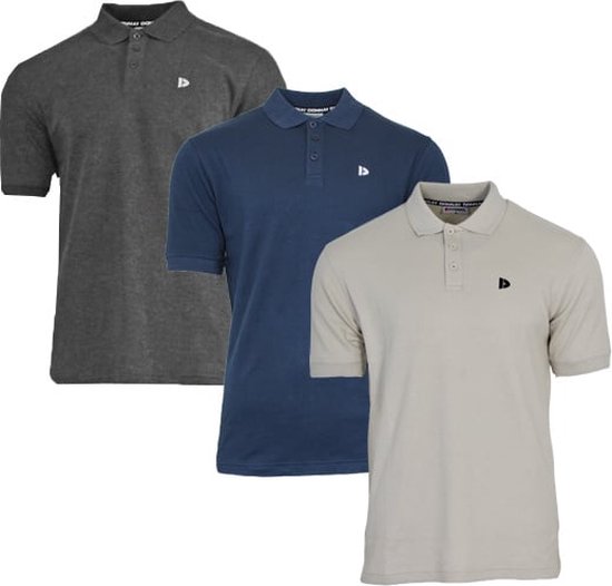3-Pack Donnay Polo (549009) - Polo de sport - Homme - Charcoal-marl/Navy/Sand (568) - taille S