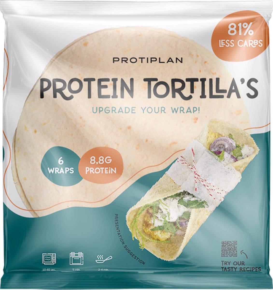 Goedkoopste Protiplan | Proitein Tortilla Wraps | Atkins Recept | 96 Wraps | 16 x 6 x 40 gram | Perfect voor een koolhydraatarme lunch of diner