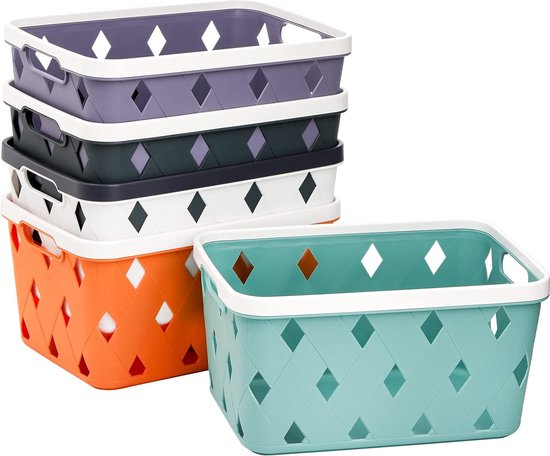 Lot De 6 Boîtes De Rangement En Plastique Avec Couvercle - Blanc, Poignées, Multifonction Pour Cuisine, Chambre, Salle De Bain - 9