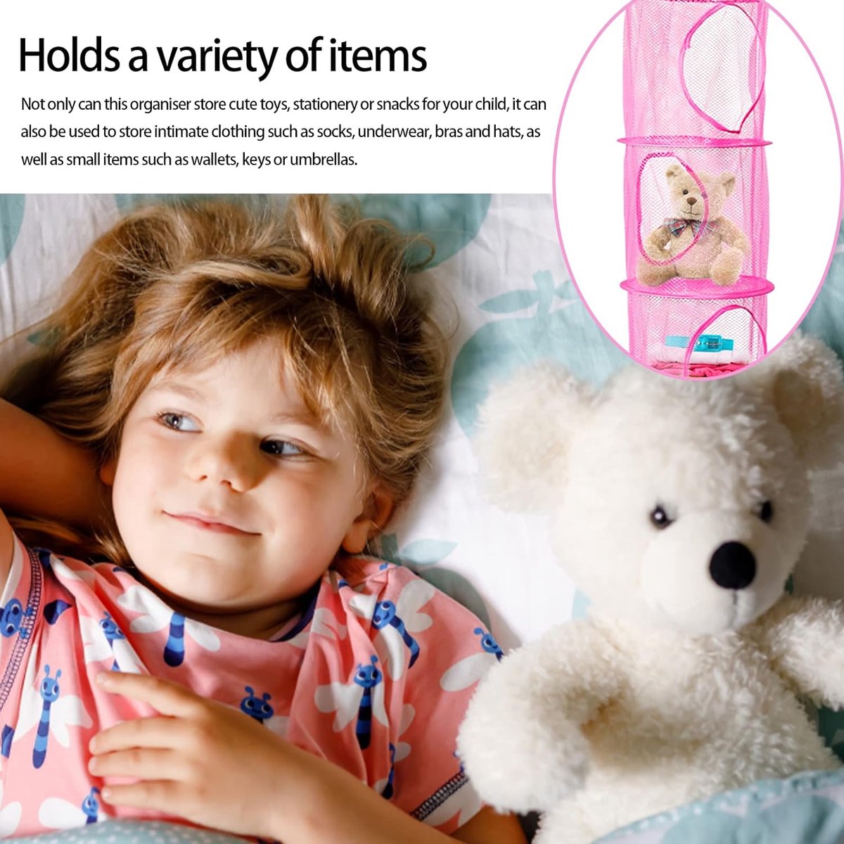 Sentaoa Filet de Rangement Enfant 3 Pcs Filet de Séchage Suspendu Panier Pliable en Maille Rangement pour Peluche Jouets Petits Vêtements (Multicolore#3(Suspension Velcro), 30 * 110cm