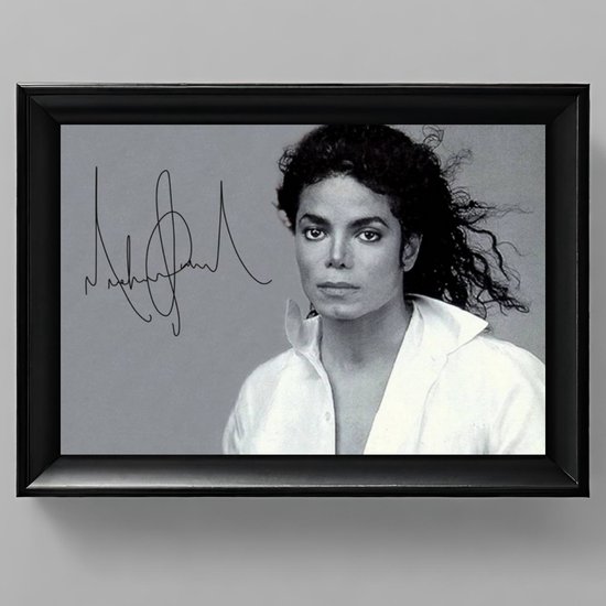 Michael Jackson Ingelijste Handtekening – 15 x 10cm In Klassiek Zwart Frame – Gedrukte handtekening – King of Pop - MJ - The Jackson 5 - Billie Jean - Thriller