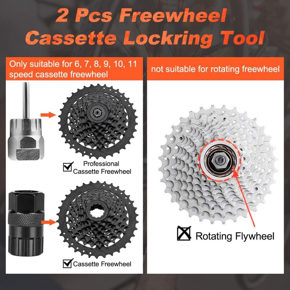 Fietskettingzweep + Cassette-trekker + Tandwieltrekker – 3-delige Reparatieset – Voor 8/9/10 Versnellingen – Staal – Voor Thuis Of Werkplaats