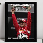 Michael Schumacher Ingelijste Handtekening – 15 x 10cm In Klassiek Zwart Frame – Gedrukte handtekening – Formule 1 - F1 - Ferrari