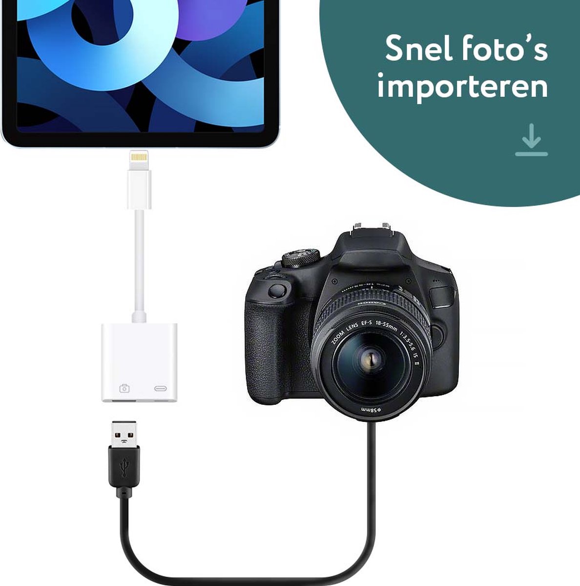 USB adapter iPhone OTG 3.0 naar Lightning Jack (2 in 1) oplader USB-kabel A aansluiting