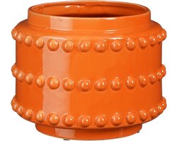 Mica Decorations Bloempot - boaz - gebobbeld - oranje - 16.5 x 21 cm