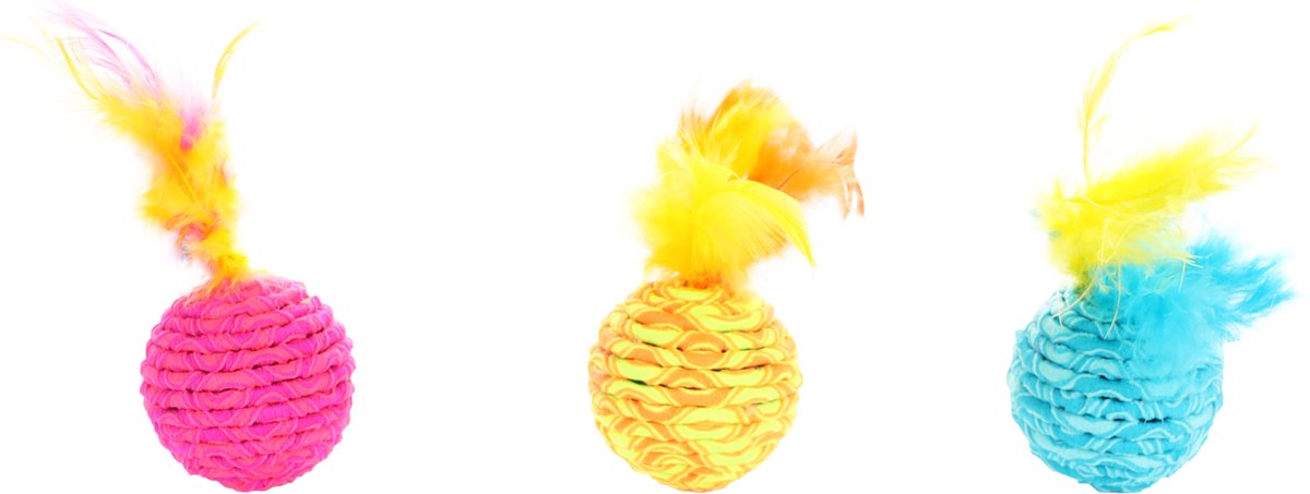 Flamingo Shuka - Speelgoed Katten - Ps Shuka Bal Met Pluim Assortiment - 1st - 129172 - 1st