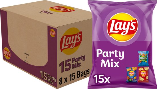 Foto: Lay s party mix uitdeelzakjes 15zk 3srt chips 8 x 412 5 gram