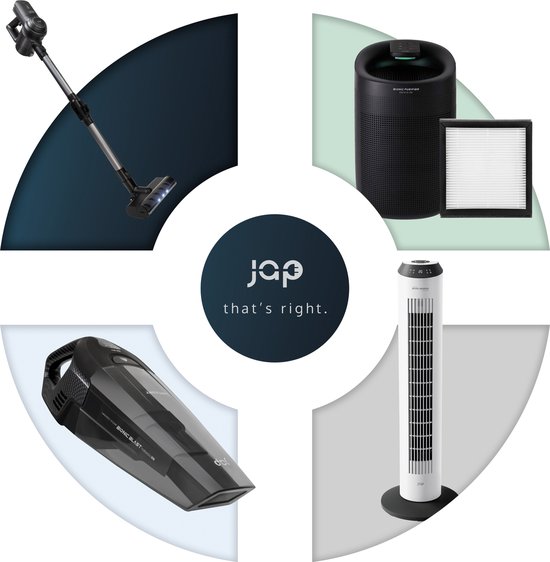 JAP Appliances Tornado S3 - Kruimeldief snoerloos (150W) met oplaadhangsysteem - 5 Opzetstukken en 2 HEPA-filters - Nat en Droog handstofzuiger - Kruimelzuiger draadloos - Auto stofzuiger - JAP Appliances