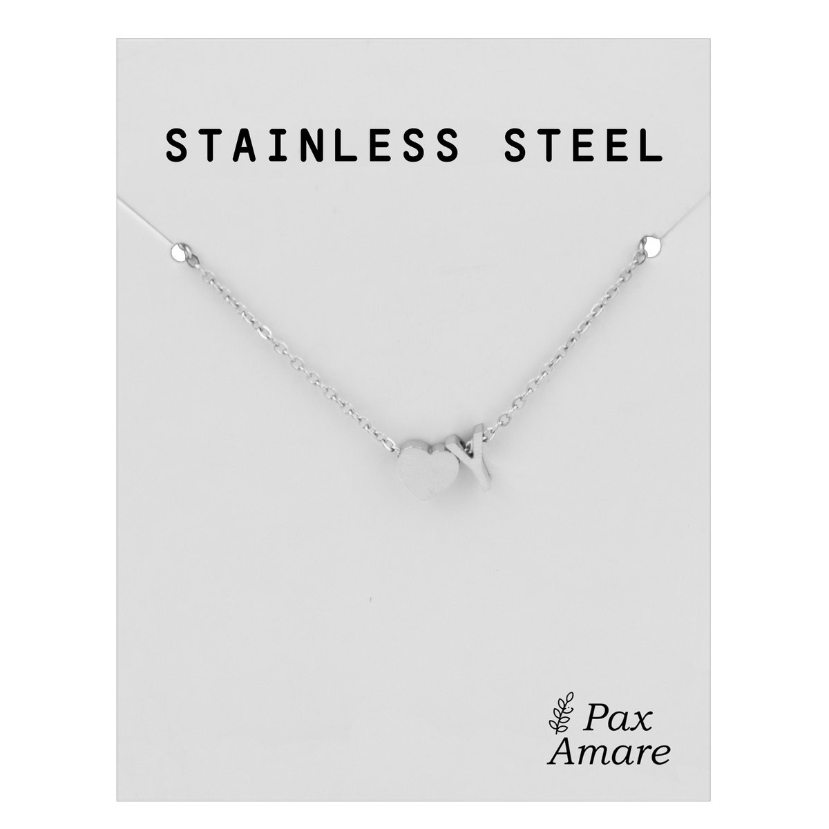 Letter Y Ketting Zilverkleurig - Stainless Steel - Initiaal & Hartje Hanger - Initialen Ketting op Cadeau Kaartje - Pax Amare