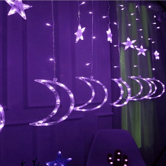 Rideau Ramadan Lune Avec Lumières 3,5 x 1,0 Mètre - Violet - LED