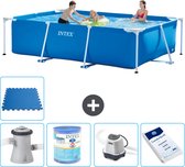 Intex Rechthoekig Frame Zwembad - 300 x 200 x 75 cm - Blauw - Inclusief Zwembadfilterpomp - Filter - Zoutwatersysteem - Zwembadzout - Vloertegels