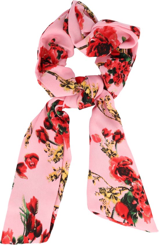 Scrunchie Haarelastiek Linten Roos Bloemen Glitter Print Rood Roze Haar Krinkel Elastiek