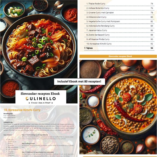 Culinello® Digitale Slowcooker met Timer – 5.6 Liter – Incl. Digitaal Slowcooker Kookboek – Uitstelbare Timer – Programmeerbare Timer – Multicooker – Rice cooker – Rijstkoker – Slow Cooker – Uitneembare Keramische Binnenpan – 3 Warmtestanden – Zwart