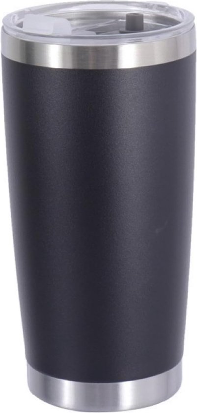 590 ml geïsoleerde roestvrijstalen beker, koffiebeker-to-go beker met deksel, lekvrij, dubbelwandige vacuüm-reiskoffiebeker, thermobeker voor auto, thuis en buiten, zwart