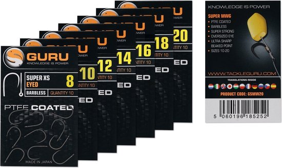 Guru Super XS Barbless/Eyed - Haak - Haakmaat 20 - Zwart van Guru — afbeelding 3