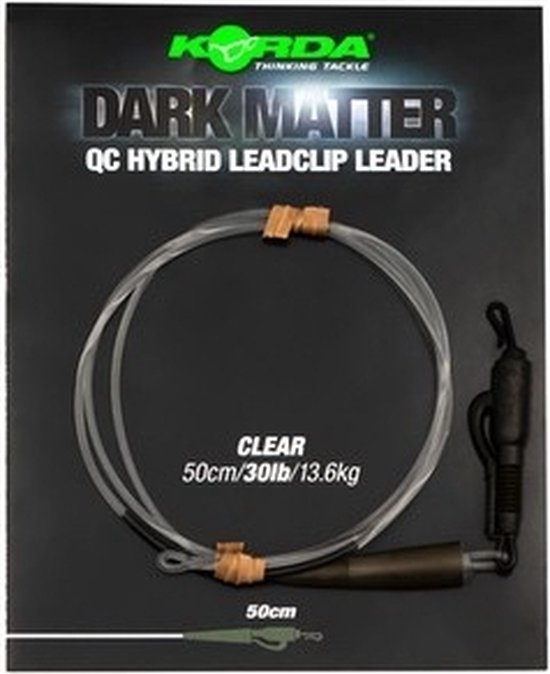 Korda Dark Matter Leader QC Hybrid Clip - Clear - 40lb - 1.00m - Clear - Korda