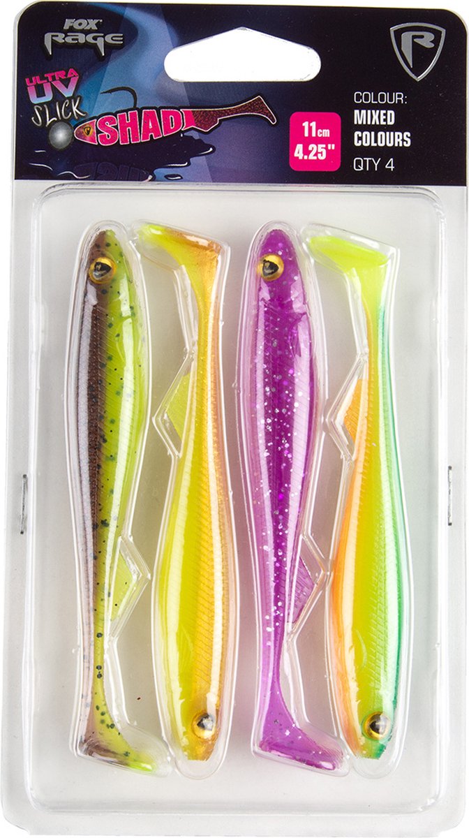 Fox Rage Slick Shad UV Mixed Colour Pack 11cm