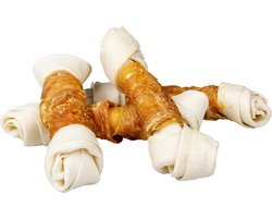 5 X duvo geknoopt been rawhide met kip E 18 cm voor honden . lekker en zeer bevorderlijk voor tand en tandvleeshygiene