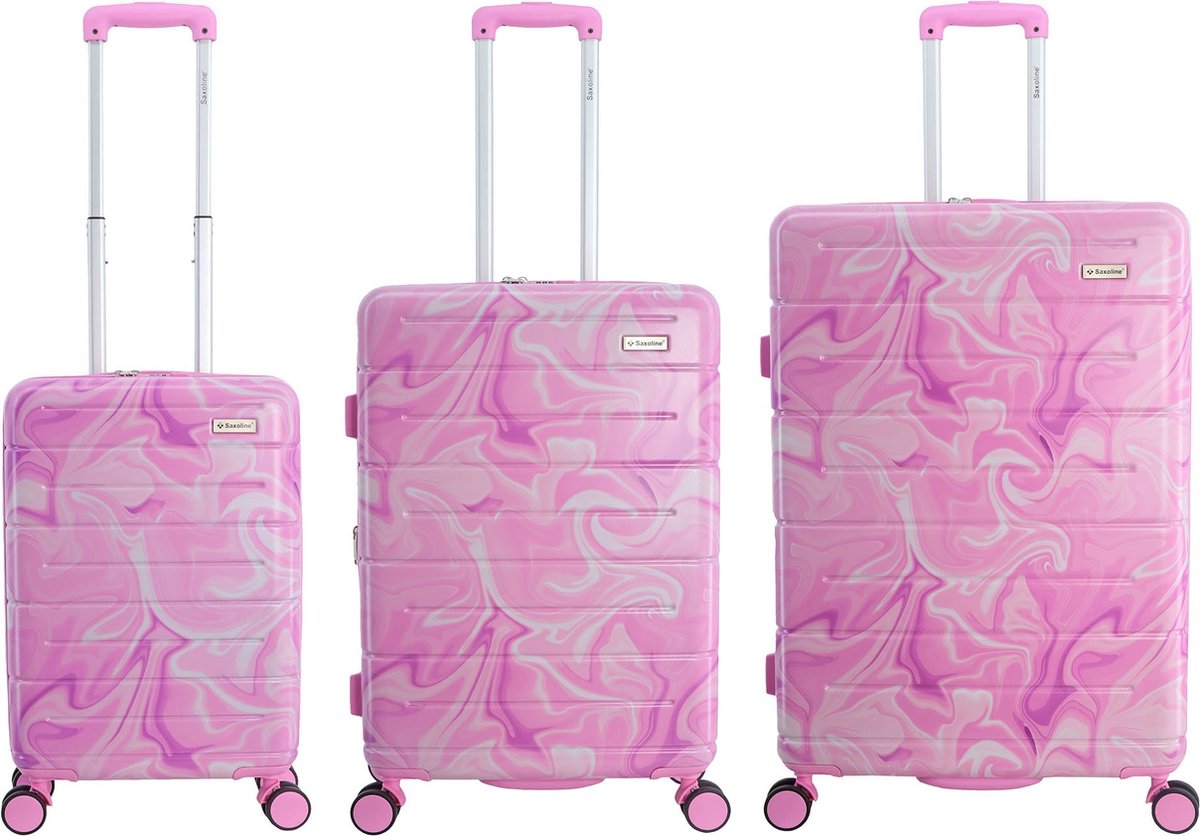 Saxoline Harde Kofferset / Trolleyset / Reiskofferset - S/M/L - Splash Print - Bedrukt / Set