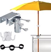 Parasolhouder, balkonleuning, verstelbaar, parasolhouder, verstelbare balkonparapluklem, diameter 25-38 mm, paraplubak voor balkon, terras of tafel
