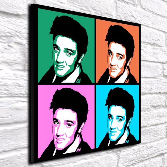 Pop Art Elvis Presley -Poster Print - gekaderd - 66 x 66 x 2 cm - Wanddecoratie